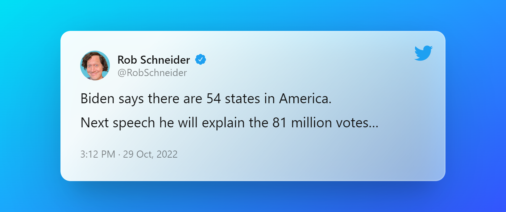 Tweet by Rob Schneider